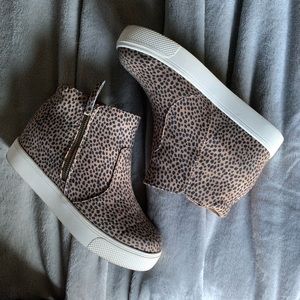 Leopard print wedge sneakers
